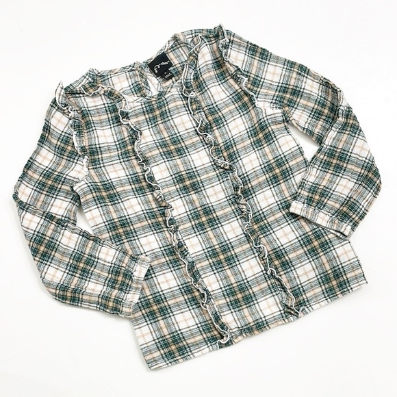 Art Class toddler girls plaid ruffle long sleeve top - Picture 1 of 3